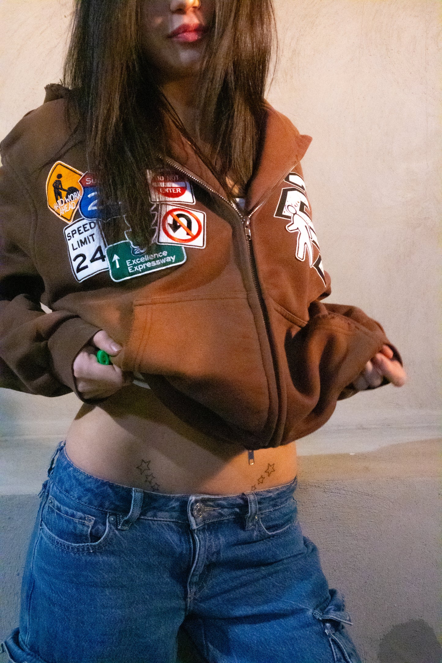 "ROAD TO SUCCESS" BROWN ZIP UP