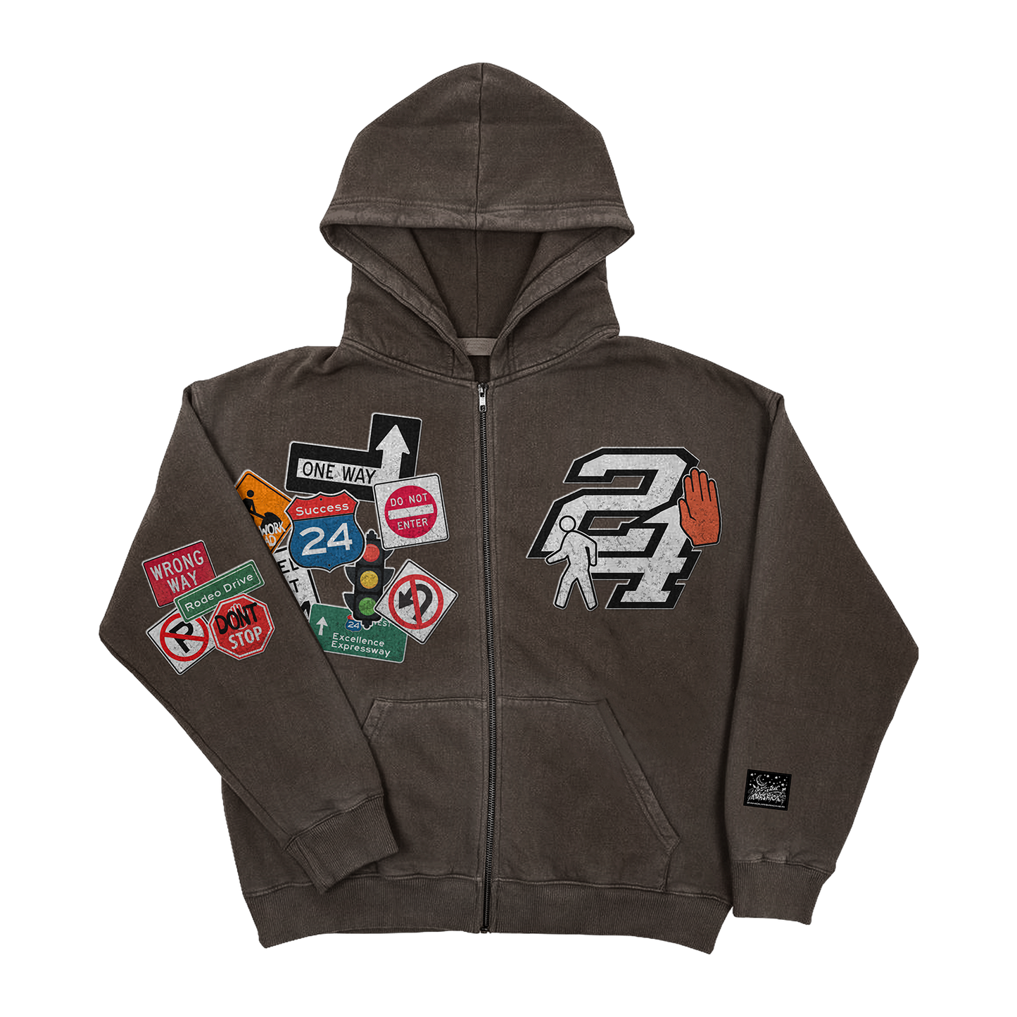 "ROAD TO SUCCESS" BROWN ZIP UP